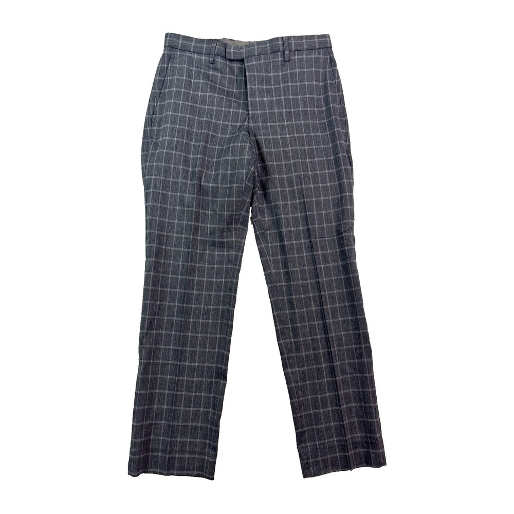Banana Republic 31x30 Gray Check Linen Blend Dress Suit Pants Slim Fit‎ Mens